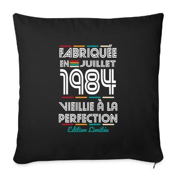 40-jähriges Jubiläum - Hergestellt im Juli 1984 - Sofakissenbezug 45 x 45 cm - Schwarz - Vorne
