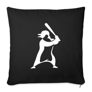 Penguin Baseball Player Silhouette Minimalist - Sofa pillowcase 17,3'' x 17,3'' (45 x 45 cm) - black - Front