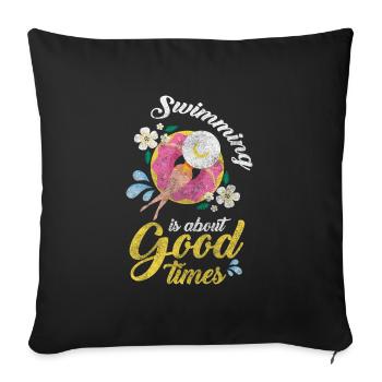 Fête à la piscine Célébration Amis d’été - Housse de coussin décorative 45 x 45 cm - noir - Devant
