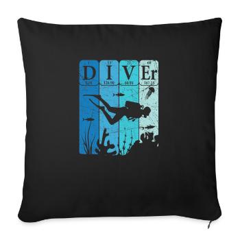Scuba Diver Periodic Table Elements Retro - Sofa pillowcase 17,3'' x 17,3'' (45 x 45 cm) - black - Front