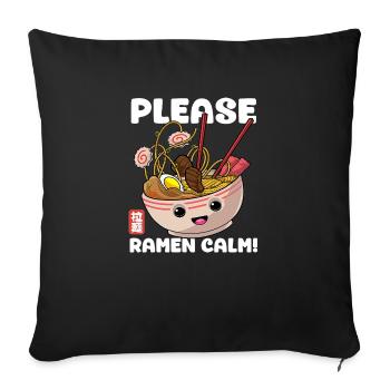 Please Ramen Calm Funny Noodles Japanese Food - Sofa pillowcase 17,3'' x 17,3'' (45 x 45 cm) - black - Front