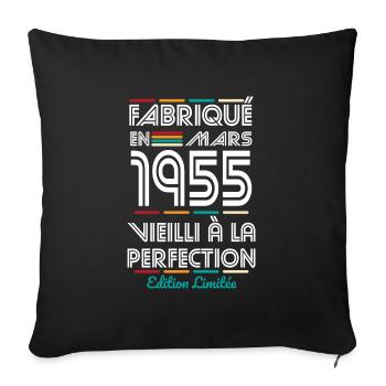 70 Year Anniversary - Made in March 1955 - Sofa pillowcase 17,3'' x 17,3'' (45 x 45 cm) - black - Front