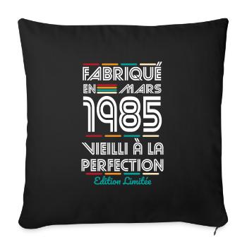 40 Year Anniversary - Made in March 1985 - Sofa pillowcase 17,3'' x 17,3'' (45 x 45 cm) - black - Front