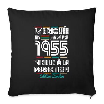 70th Anniversary - Made in March 1955 - Sofa pillowcase 17,3'' x 17,3'' (45 x 45 cm) - black - Front