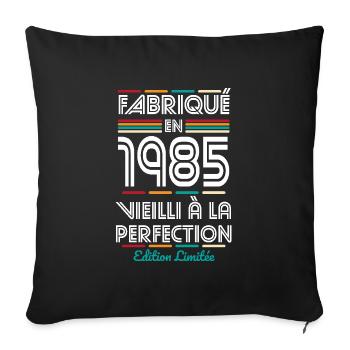 Anniversaire 40 ans - Fabriqué en 1985 - Housse de coussin décorative 45 x 45 cm - noir - Devant
