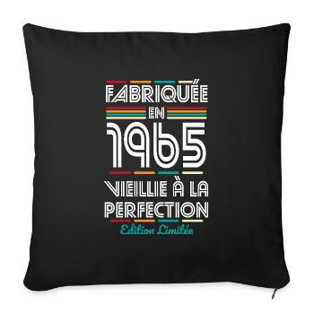 Anniversaire 60 ans - Fabriquée en 1965 - Housse de coussin décorative 45 x 45 cm - noir - Devant