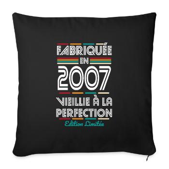 18th Birthday - Made in 2007 - Sofa pillowcase 17,3'' x 17,3'' (45 x 45 cm) - black - Front