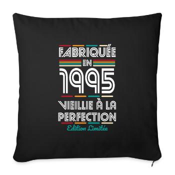 Anniversaire 30 ans - Fabriquée en 1995 - Housse de coussin décorative 45 x 45 cm - noir - Devant