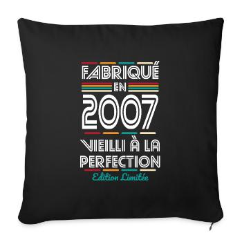 18th Birthday - Made in 2007 - Sofa pillowcase 17,3'' x 17,3'' (45 x 45 cm) - black - Front