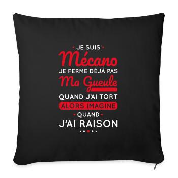 Mécano - Je ferme pas ma gueule - Housse de coussin décorative 45 x 45 cm - noir - Devant