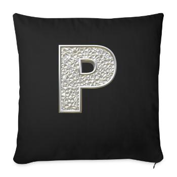 P, letter, letter P, initial, initial P, monogram, - Sofakissenbezug 45 x 45 cm - Schwarz - Vorne