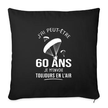 60 ans parapente humour anniversaire parapentistes - Housse de coussin décorative 45 x 45 cm - noir - Devant