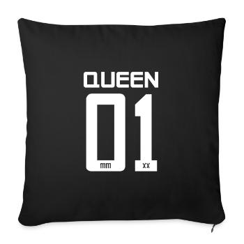 King - Queen gift present idea - Sofa pillowcase 17,3'' x 17,3'' (45 x 45 cm) - black - Front