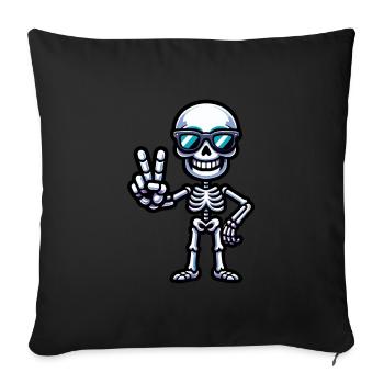 Skeleton Peace Sign - Sofa pillowcase 17,3'' x 17,3'' (45 x 45 cm) - black - Front