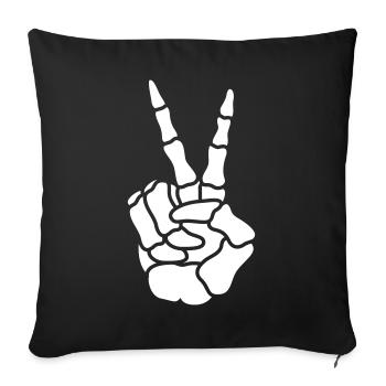 Squelette de paix de la main - Housse de coussin décorative 45 x 45 cm - noir - Devant