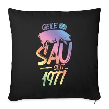 1977 Geile Sau - Sofakissenbezug 45 x 45 cm - Schwarz - Vorne