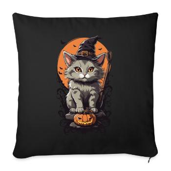 Cute witch cat funny Halloween spell design - Sofa pillowcase 17,3'' x 17,3'' (45 x 45 cm) - black - Front