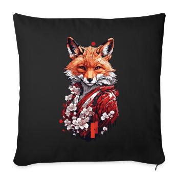 Magic Fox & Cherry Blossoms Japanese Aesthetics - Sofa pillowcase 17,3'' x 17,3'' (45 x 45 cm) - black - Front