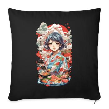 Anime Sushi Fusion Manga Food Aesthetics - Sofa pillowcase 17,3'' x 17,3'' (45 x 45 cm) - black - Front