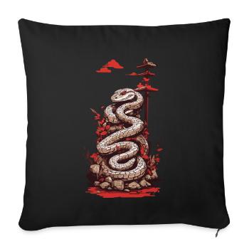 Traditional Japanese tattoo snake design - Sofa pillowcase 17,3'' x 17,3'' (45 x 45 cm) - black - Front