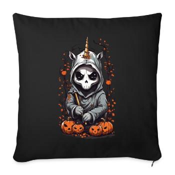 Kawaii Einhorn Sensenmann Halloween Zauber - Sofakissenbezug 45 x 45 cm - Schwarz - Vorne