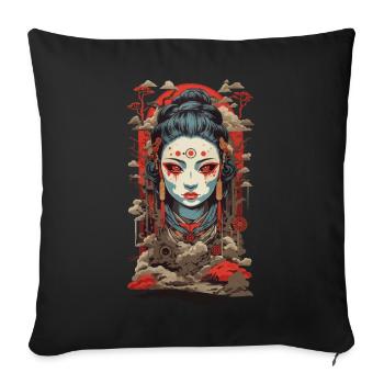 Retro Oni Aesthetic Japan Creepy Art Design - Sofa pillowcase 17,3'' x 17,3'' (45 x 45 cm) - black - Front