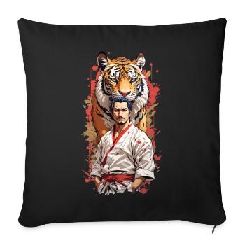 Tigre Martial Artiste Rétro Arts Martiaux Style d’Art - Housse de coussin décorative 45 x 45 cm - noir - Devant
