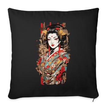 Japan Geisha Popart Retro Aesthetic - Sofa pillowcase 17,3'' x 17,3'' (45 x 45 cm) - black - Front