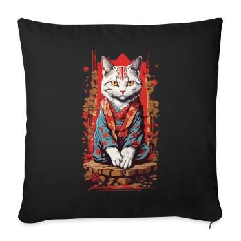 Japanese Ukiyo-E Cats Geisha Art Design - Sofa pillowcase 17,3'' x 17,3'' (45 x 45 cm) - black - Front
