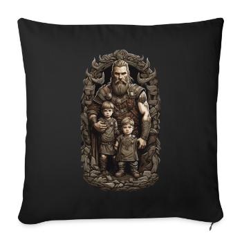Nordischer Wikinger Papa Krieger Vatertag Design - Sofakissenbezug 45 x 45 cm - Schwarz - Vorne