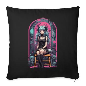 Pastel Goth Anime Kawaii E-Girl Style urbain - Housse de coussin décorative 45 x 45 cm - noir - Devant