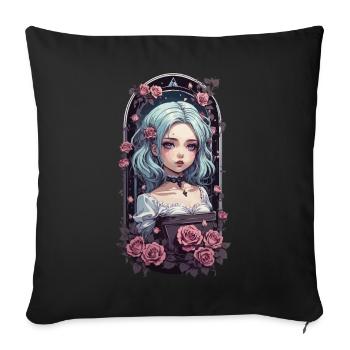 Gothique Anime Pastel Goth e-girl Design urbain - Housse de coussin décorative 45 x 45 cm - noir - Devant