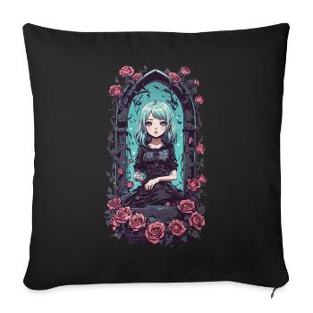 Kawaii Goth Anime Girl Victorian Magical - Sofa pillowcase 17,3'' x 17,3'' (45 x 45 cm) - black - Front