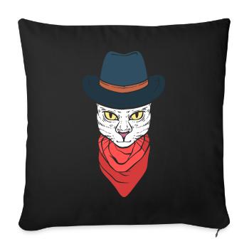 Cat Cowboyhut Katzenfotograf - Sofakissenbezug 45 x 45 cm - Schwarz - Vorne