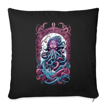 Kraken Goth Pastel occulte Halloween monstres marins - Housse de coussin décorative 45 x 45 cm - noir - Devant