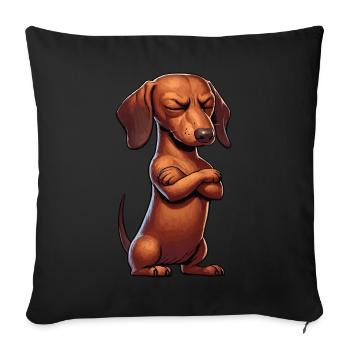 Dackel Dackelbesitzer Dackelliebhaber Dachshund - Sofakissenbezug 45 x 45 cm - Schwarz - Vorne