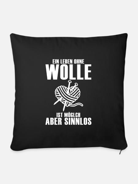 Wolle Hobby Stricken Handarbeit Geschenk - Sofakissenbezug 45 x 45 cm - Schwarz