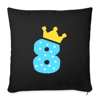 8 Krone 8 Geburtstag 8 Jahre - Sofakissenbezug 45 x 45 cm - Schwarz - Vorne