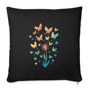 Butterflies Dandelions - Sofakissenbezug 45 x 45 cm - Schwarz - Vorne