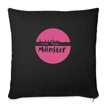 Münster, cercle, skyline, silhouette, rose - Housse de coussin décorative 45 x 45 cm - noir - Devant