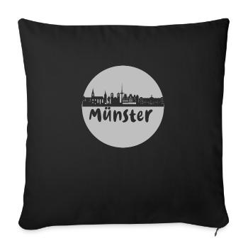 Münster, kreis, skyline,scherenschnitt, grau - Sofakissenbezug 45 x 45 cm - Schwarz - Vorne