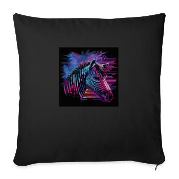 Zebra with neon colors, synthwave / 80s - Sofa pillowcase 17,3'' x 17,3'' (45 x 45 cm) - black - Front
