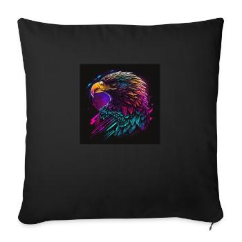 Adler mit Neonfarben, Synthwave / 80er Jahre - Sofakissenbezug 45 x 45 cm - Schwarz - Vorne