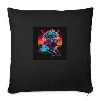Poulet à lunettes Camel aux couleurs néon des années 80 - Housse de coussin décorative 45 x 45 cm - noir - Devant