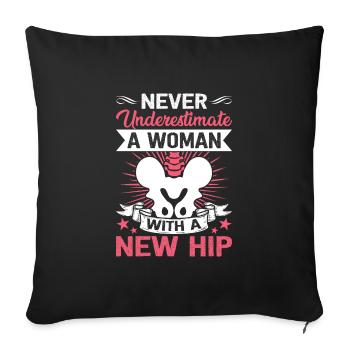 Drôle de remplacement de la hanche Récupération de la chirurgie de la hanche - Housse de coussin décorative 45 x 45 cm - noir - Devant