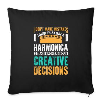 I Don't Make Mistakes When Playing Harmonica - Sofa pillowcase 17,3'' x 17,3'' (45 x 45 cm) - black - Front