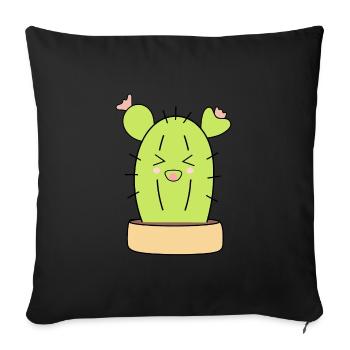 Cactus Kawaii Plante Kawaii Enfants - Housse de coussin décorative 45 x 45 cm - noir - Devant
