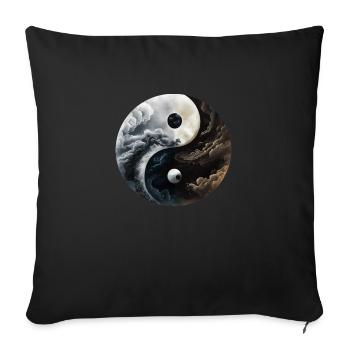 Ying Yang Motiv - Sofakissenbezug 45 x 45 cm - Schwarz - Vorne