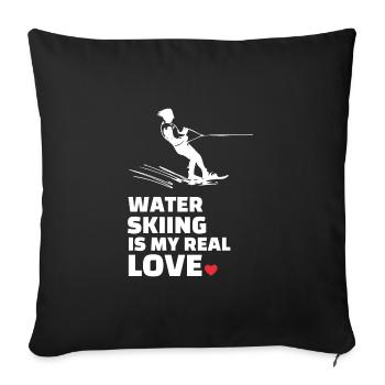 I love water skiing - Sofa pillowcase 17,3'' x 17,3'' (45 x 45 cm) - black - Front