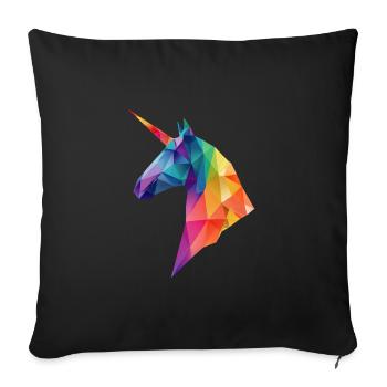 Unicorn Low Poly Art Logo Design Colorful - Sofa pillowcase 17,3'' x 17,3'' (45 x 45 cm) - black - Front